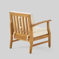 Driscoll 7pc Acacia Wood Chat Set With Fire Pit - Teak/Cream/Brown - Christopher Knight Home -Outdoor Furniture Store GUEST 25bed994 ae7d 4a78 bbb2 8e9e5b980c00