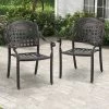 Costway 2pcs Patio Cast Aluminum Armrest Chairs Dining Stackable Outdoor Bronze/White -Outdoor Furniture Store GUEST 25c68a06 ff6d 407a ac95 60f179507c3a