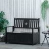 Outsunny Outdoor Wooden Storage Bench Deck Box, Wood Patio Furniture, 43 Gallon Pool Storage Bin Container With Cloth, Backrest, Armrests, Star, Black -Outdoor Furniture Store GUEST 2669ce62 435f 4e39 a6a1 8ccf0540b39f