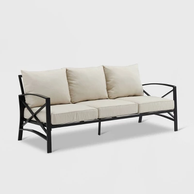 Kaplan Outdoor Metal Sofa Oil Rubbed Bronze With Cushions - Crosley 3 Kaplan Outdoor Metal Sofa Oil Rubbed Bronze With Cushions - Crosley
