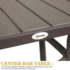 Outsunny 3 PCS Rattan Wicker Bar Set With Wood Grain Top Table And 2 Bar Stools For Outdoor, Patio, Poolside, Garden -Outdoor Furniture Store GUEST 26cf74ca 0c89 4e32 9d04 7439931e4701