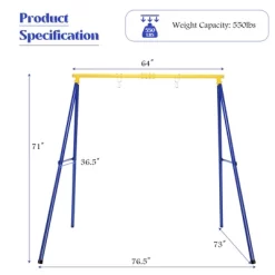 Costway Metal A-Frame Swing Stand Heavy Duty Extra Swing Frame W/Ground Stakes For Backyard -Outdoor Furniture Store GUEST 2743a7d7 4084 4e3d 91f9 2eeba5db3ab8