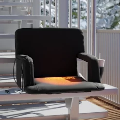 Flash Furniture Extra Wide Foldable Reclining Heated Stadium Chair With Backpack Straps - Black -Outdoor Furniture Store GUEST 27a8f42e d479 4966 a4a5 f8b018fe64a8