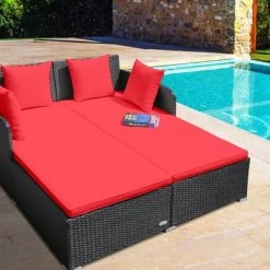 Tangkula Patio Rattan Daybed With 4 Pillows Cushioned Sofa For Outdoor -Outdoor Furniture Store GUEST 27eca61d 681f 44fe 9ce3 8cd10d4cdbcb