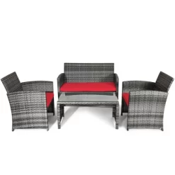 Tangkula 4-Piece Outdoor Patio Furniture Set Rattan Wicker Conversation Sofa Set -Outdoor Furniture Store GUEST 287fdb7c 48a6 4d61 9b77 1d38c1aed32e