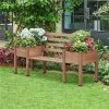 Yaheetech 2 In 1 Outdoor Solid Wood Double-bench For Patio Backyard Brown -Outdoor Furniture Store GUEST 28d559f6 97ce 43ba a83a 71431a862896