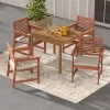 Costway Outdoor Dining Chair Patio Solid Wood Chairs With Comfortable Cushions