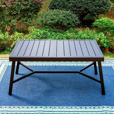 9pc Patio Set With Steel Expandable Table & Padded Sling C-Spring Arm Chairs - Captiva Designs 4 9pc Patio Set With Steel Expandable Table & Padded Sling C-Spring Arm Chairs - Captiva Designs - Image 2