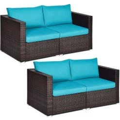 Costway 4PCS Patio Rattan Corner Sofa Sectional Furniture SetBlueBeigeNavy Cushion -Outdoor Furniture Store GUEST 29afae71 5e0a 49ca 82e1 9640676c4baa