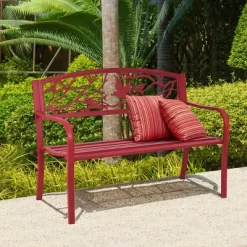 Costway Patio Garden Bench Park Yard Outdoor Furniture Cast Iron Porch Chair Red -Outdoor Furniture Store GUEST 2a09bd49 d5d4 407a b8fb b5b4689cc2fe
