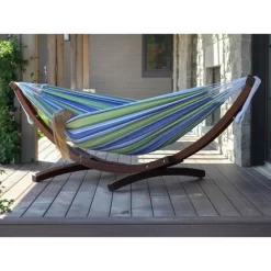 The Hamptons Collection 102” Blue And Green Striped Brazilian Style Hammock With Stand -Outdoor Furniture Store GUEST 2a153e77 60e7 421b ba6b 1e765cf3bd5b