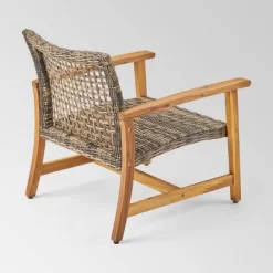 Breakwater 5pc Wood & Wicker Patio Chat Set With Fire Pit - Natural/Gray/Brown - Christopher Knight Home -Outdoor Furniture Store GUEST 2a451d78 9254 458b 9507 f8dd4ae84387