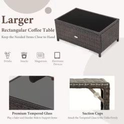 Costway 2PCS Patio Rattan Wicker Love-seat Coffee Table Set Cushioned Bench Garden Deck -Outdoor Furniture Store GUEST 2a46295d 2225 42d5 b183 272010fbc091