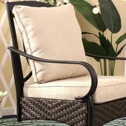 5pc Outdoor Dining Set With Swivel Chairs With Seat & Back Cushions & Square Metal Slat Table With 1.57" Umbrella Hole - Captiva Designs -Outdoor Furniture Store GUEST 2a4a5e5f cef0 4e34 9355 3e7052752b0a