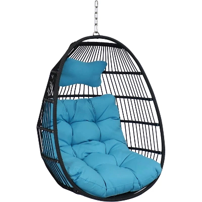 Sunnydaze Decor Sunnydaze Outdoor Resin Wicker Julia Hanging Basket Egg Chair Swing With Cushions And Headrest - 2pc 10 Sunnydaze Decor Sunnydaze Outdoor Resin Wicker Julia Hanging Basket Egg Chair Swing With Cushions And Headrest - 2pc - Image 8