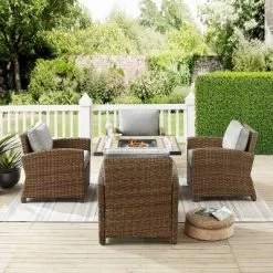 Bradenton 5pc Outdoor Wicker Arm Chair & Fire Table Set - Crosley -Outdoor Furniture Store GUEST 2b12dac9 331a 4d7f aee4 0c515527cd52
