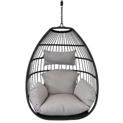 Sunnydaze Decor Sunnydaze Outdoor Resin Wicker Delaney Hanging Basket Egg Chair Swing With Cushions And Headrest - Gray - 2pc -Outdoor Furniture Store GUEST 2b236e33 38f7 49c8 ba93 3c267aaa49bb