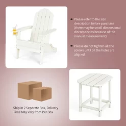 Costway 2PCS Patio Adirondack Chair Side Table Set Weather Resistant Cup Holder -Outdoor Furniture Store GUEST 2b2aae09 4ba9 4d81 b98e b250ca610366