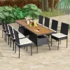 Costway 10 PCS Patio Rattan Dining Set Rectangular Wood Top Tables Cushioned Chair Garden -Outdoor Furniture Store GUEST 2b84f404 92f2 4381 97ad 4c54f0fad069