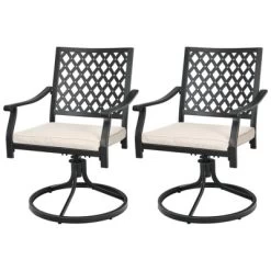 Tangkula 2/4 PCS Patio Swivel Dining Chairs Kitchen Garden Metal Armchairs W/Cushions -Outdoor Furniture Store GUEST 2b9dd3b9 de4d 4c9c bbcb bea1bd9b6379