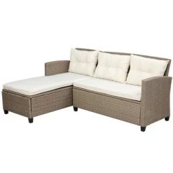 4pc Wicker Patio Conversation Seating Set With Cushions - Beige/Brown - GODEER -Outdoor Furniture Store GUEST 2bb72874 3965 4a97 893c adc84834658f