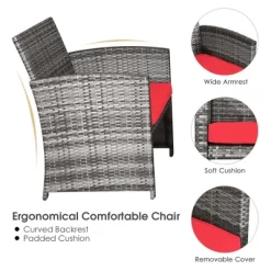 Costway 4PCS Patio Rattan Furniture Set Conversation Glass Table Top Cushioned TurquoiseRed -Outdoor Furniture Store GUEST 2bd650f8 ed19 4496 a0ee 9f715877da7d