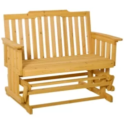 Outsunny Wooden Patio Glider Bench, Wood Outdoor Loveseat With High Back And Armrests, 2-Seat -Outdoor Furniture Store GUEST 2c6239e9 4a07 4ce5 baac 459616b4bc09