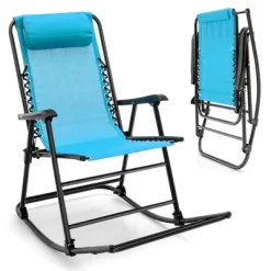 Costway Folding Zero Gravity Rocking Chair Outdoor Patio Headrest Turquoise Grey -Outdoor Furniture Store GUEST 2c67502c 661f 44cb a902 1ffe44342b7f
