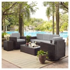 Palm Harbor 5pc All-Weather Wicker Patio Sofa Conversation Set W/Swivel Chairs - Crosley -Outdoor Furniture Store GUEST 2caf3f30 4d48 463b bbbd 638f1f672e90