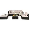 Costway 6PCS Outdoor Patio Rattan Furniture Set Sectional Sofa Ottoman Cushioned -Outdoor Furniture Store GUEST 2cb84343 64de 4986 ac34 8081727b6b81