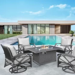 Kinger Home Novi 5-Piece Rattan Wicker Propane Fire Pit Set With An Aluminum Frame 28 Kinger Home Novi 5-Piece Rattan Wicker Propane Fire Pit Set With An Aluminum Frame -Outdoor Furniture Store GUEST 2ce93755 dd5b 4c95 baf6 b4bbab204ac4