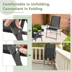 Costway 4pcs Patio Folding Portable Dining Chairs Metal Frame Armrests Garden Outdoor -Outdoor Furniture Store GUEST 2d682dd3 0437 492d 9735 3445e4b1093c