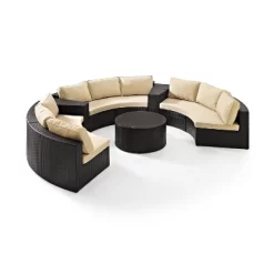 Catalina 6pc Outdoor Wicker Sectional Set - Sand/Brown - Crosley -Outdoor Furniture Store GUEST 2d921948 0ab8 4e40 a126 f7a173302bd6