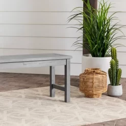 Ravenscroft Modern Boho Acacia Wood Slat Top Outdoor Dining Bench - Gray Wash - Saracina Home -Outdoor Furniture Store GUEST 2dd133d4 c68e 4083 9552 2ac421e62e53