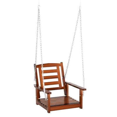 Outsunny Hanging Porch Swing Outdoor Patio Swing Chair With Pine Wood Frame And Wide Backrest For Patio And Yard 8 Outsunny Hanging Porch Swing Outdoor Patio Swing Chair With Pine Wood Frame And Wide Backrest For Patio And Yard - Image 6