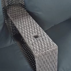 2pc Outdoor Wicker Conversation Sectional Set With Cushions & Half-Moon Side Table For Umbrella - Gray - GODEER -Outdoor Furniture Store GUEST 2fc98bd2 49f4 4d21 8063 0521597b4364