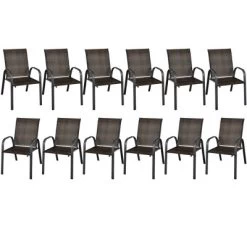 Tangkula 12PCS Outdoor PE Wicker Stacking Dining Chairs Patio Arm Chairs -Outdoor Furniture Store GUEST 2fe4040c 1358 4dc9 8c28 9faf6918d6ef