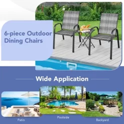 Tangkula 12PCS Outdoor PE Wicker Stacking Dining Chairs Patio Arm Chairs -Outdoor Furniture Store GUEST 305743df 47bd 4b19 b2b1 1620f166739c