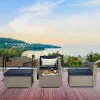 4pc Outdoor Wicker Conversation Set With Cushions - Navy/Beige - GODEER 1 4pc Outdoor Wicker Conversation Set With Cushions - Navy/Beige - GODEER -Outdoor Furniture Store GUEST 3067f345 38d5 467b 8325 6a193591943a