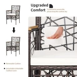 Costway 4pcs PE Wicker Patio Bistro Chairs Acacia Wood Armrests W/ Cushions Outdoor -Outdoor Furniture Store GUEST 3079b5f6 f92a 432e 8545 3e3bf3e6036c