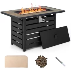 Tangkula 7PCS Patio Rattan Furniture Set 42" Fire Pit Table W/ Cover Cushioned -Outdoor Furniture Store GUEST 30da9dc3 5337 452c bef5 8c1f0c3b430c