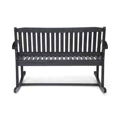 Regatta Acacia Patio Rocking Loveseat - Dark Gray - Christopher Knight Home 5 Regatta Acacia Patio Rocking Loveseat - Dark Gray - Christopher Knight Home - Image 3