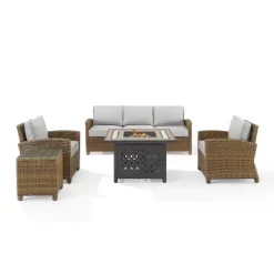 Bradenton 5pc Outdoor Wicker Conversation Set With Fire Table - Crosley -Outdoor Furniture Store GUEST 3162f7d7 af21 4c4f abaf 7cd68047b183