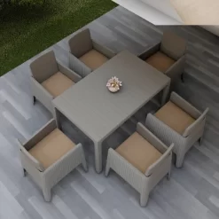 Lucca 7pc Dining Set With Cushions - Gray/Beige - DUKAP 16 Lucca 7pc Dining Set With Cushions - Gray/Beige - DUKAP -Outdoor Furniture Store GUEST 319a265a d029 48ca 903c 8cb037f70421