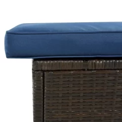 9pc Wicker Patio Sectional Seating Set With Cushions - Brown/Blue - GODEER -Outdoor Furniture Store GUEST 31ec3be7 cc9f 4657 8aa6 65921b08ebff