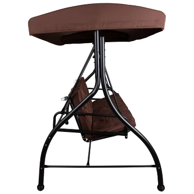 Emma And Oliver 3-Seat Outdoor Steel Converting Patio Swing And Bed Canopy Hammock In Brown 13 Emma And Oliver 3-Seat Outdoor Steel Converting Patio Swing And Bed Canopy Hammock In Brown - Image 11