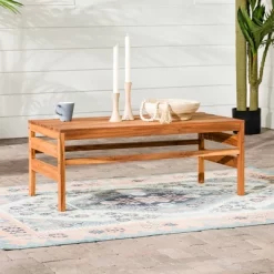 Outdoor Acacia Wood Slatted Coffee Table - Saracina Home