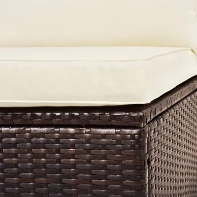 4pc Wicker Half-Moon Patio Set With Cushions - Brown/Beige - GODEER 12 4pc Wicker Half-Moon Patio Set With Cushions - Brown/Beige - GODEER - Image 10