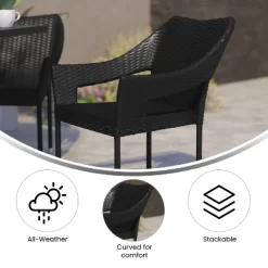 Flash Furniture Ethan Commercial Grade Stacking Patio Chair, All Weather PE Rattan Wicker Patio Dining Chair -Outdoor Furniture Store GUEST 3345fdc2 22f8 4f12 b93b a476353652b9