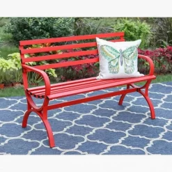 Outdoor Steel Loveseat Bench - Red - Captiva Designs -Outdoor Furniture Store GUEST 3459cbe0 65f6 431a bfb5 5e9335c323f5